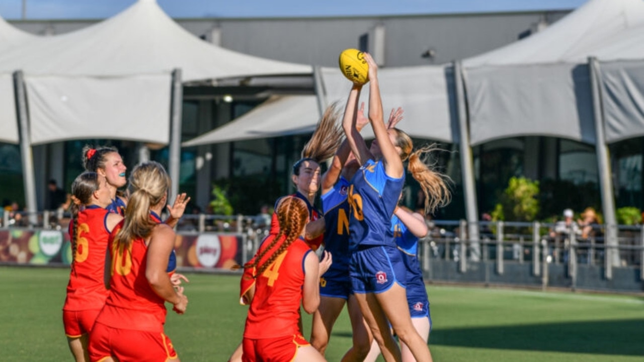 Action from the 2023 SQ v NQ contest. Picture: AFLQ