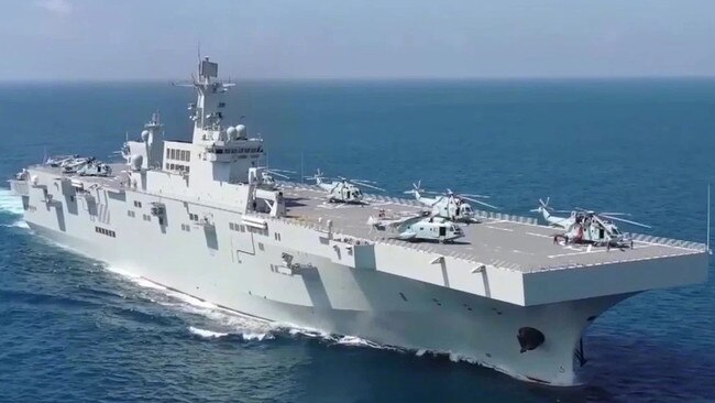 China’s new Type 075 amphibious assault ships can carry about 800 troops and enough helicopters and small craft to rapidly deploy them. Picture: PLA