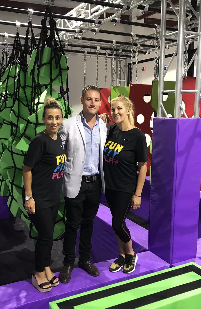 Zac Dean from James Dean Commercial with Nelta Rizk and Olga Faataape from Wynnum business Fun, Fit, Play at the Wynnum Central Shopping Centre.