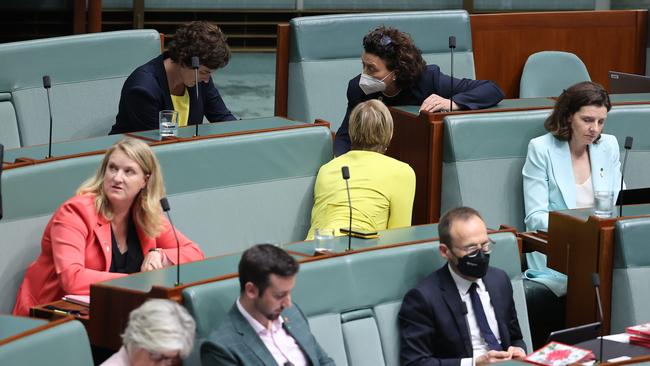 The Albanese government doesn’t need the support of the teals to pass legislation. Pictured are Kylea Tink, Kate Chaney, Zoe Daniel, Monique Ryan and Allegra Spender during question time. Picture: NCA NewsWire / Gary Ramage