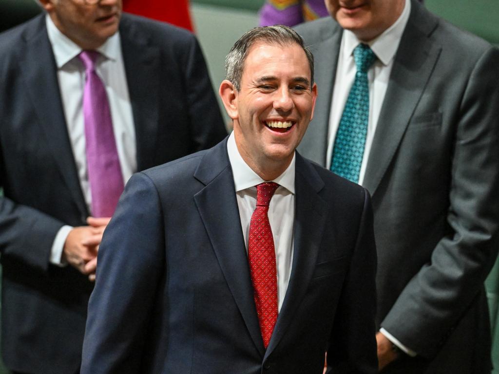 Treasurer Jim Chalmers smiles before delivering his budget speech at Parliament House. Picture: Tracey Nearmy/Getty Images