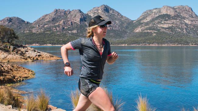 2017 Freycinet Challenge day 2. Georgia Nesbitt heads off in the lead on the last run going on to win the Elite Women's individual race. Picture: Clive Roper