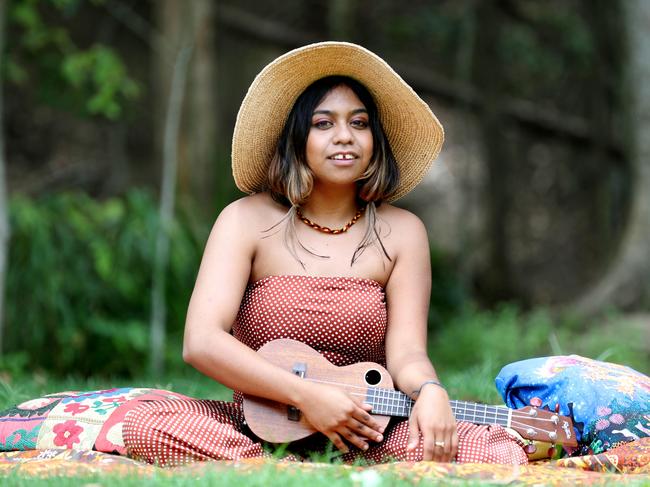 Artist Emily Wurramara ahead of the Woodford Folk Festival, in 2018. Picture: Tara Croser