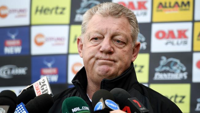 Penrith Panthers general manager Phil Gould speaks to the media. Picture: AAP