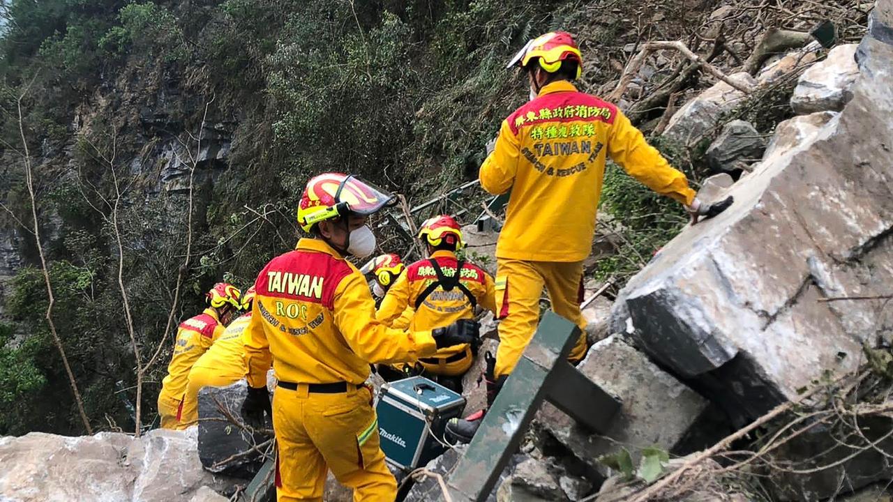 Taiwanese authorities say they have rescued dozens of people but some remain unaccounted for. Picture: Pingtung County Fire and Emergency Services / AFP)