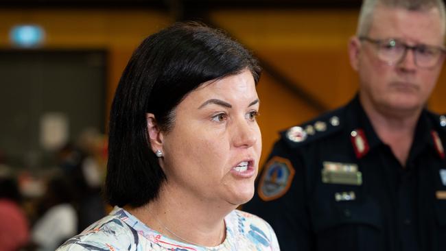 Chief Minister Natasha Fyles and NT Police Commissioner Jamie Chalker. Picture: Pema Tamang