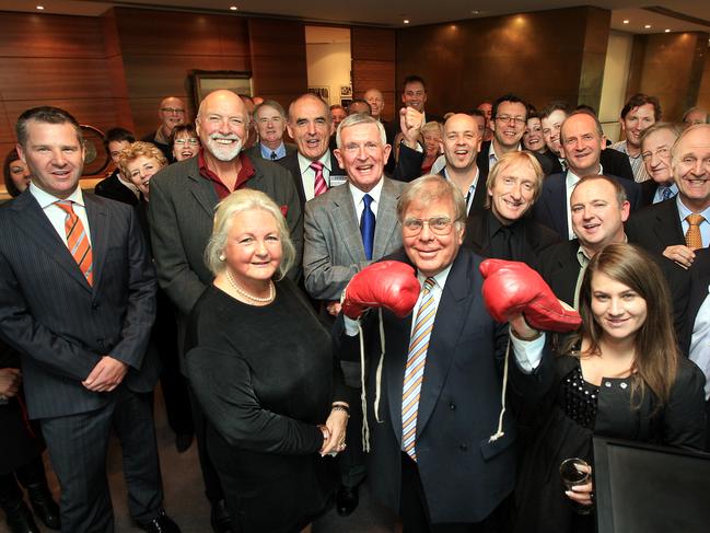 Scot Palmer, wife Lorraine and the Herald Sun team at his farewell from the newspaper.