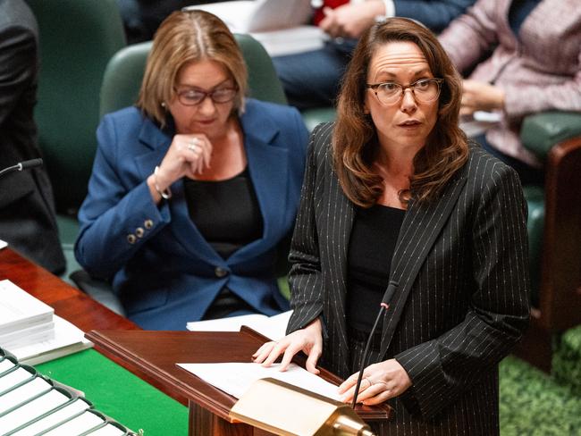 Victorian Treasurer Jaclyn Symes delivers her budget speech in the Victorian parliament on May 20, 2025. Picture: Getty