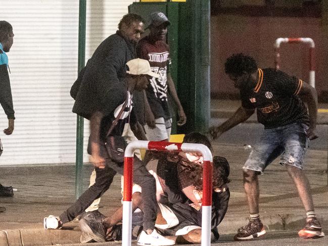 Violence in the early hours of a Saturday morning in Alice Springs. Picture: Liam Mendes/The Australian