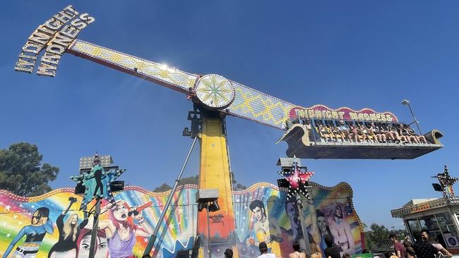 Festivalgoers on the Midnight Madness ride at Hello Sunshine Festival at Caribbean Gardens in Scoresby.