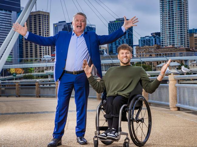 Disability advocate Dylan Alcott, and the Minister for Tourism and Sport, Michael Healy, today as they announce that inclusive music festival, Ability Fest, will make its debut in Brisbane on October 26.Picture: Nigel Hallett