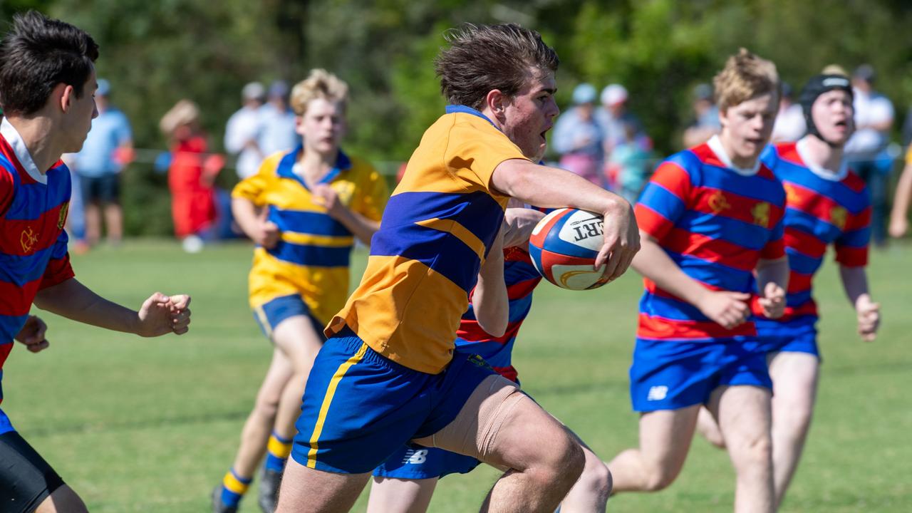 Downlands 16B vs TGS 16B. 2024 O'Callaghan Cup day at Downlands College. Photo by Nev Madsen