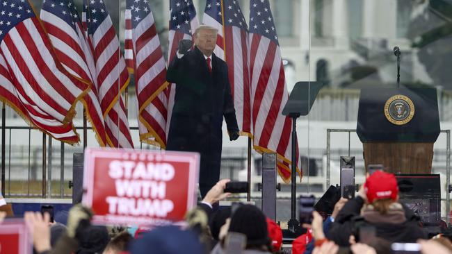 Donald Trump addresses the Stop The Steal Rally in Washington on January 6. Picture: AFP