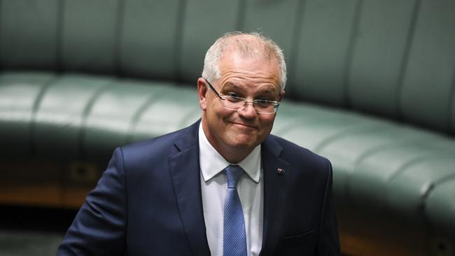 Scott Morrison in Question Time today. Picture: AAP