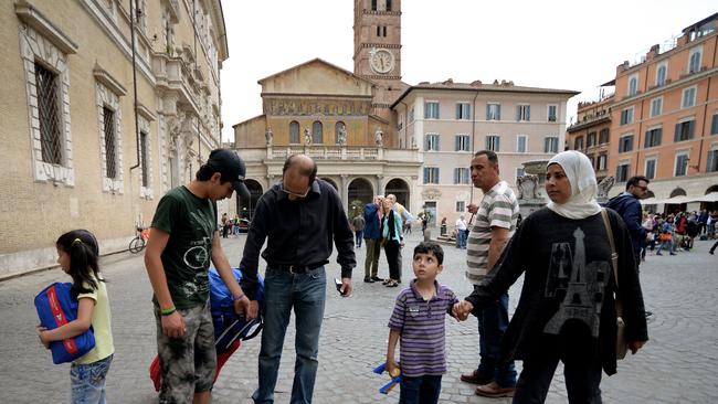 This family of Syrian refugees are part of the 12 Syrian asylum seekers Pope Francis brought back with him from Greek island Lesbos.