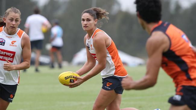 Louise Stephenson at a combined Giants men’s and women’s training session. Picture: David Swift