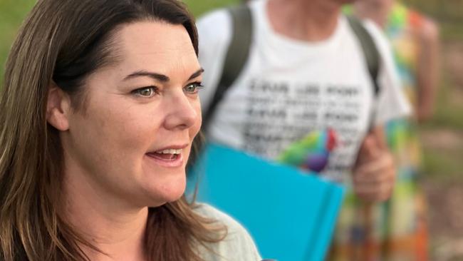 Greens Senator Sarah Hanson-Young visited Binybara Camp, Lee Point on Wednesday evening.