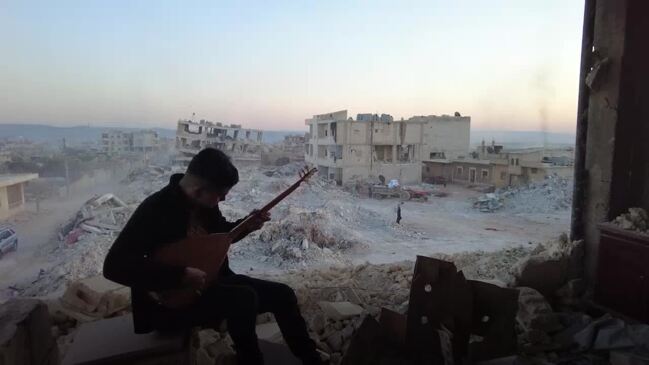 16-year-old boy from Syria continues to play music, despite the horrors of the earthquake