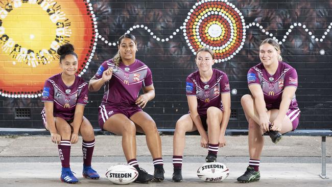 The Beenleigh SHS girls love the Titans Schools League. (News Corp/Attila Csaszar)