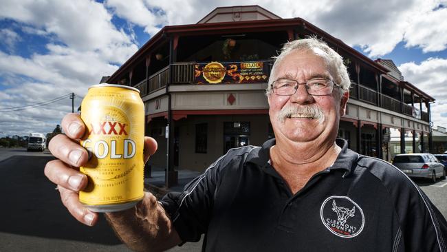 Publican Roger Vine outside his Commercial Hotel in Clermont. Picture: Lachie Millard