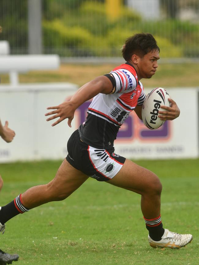 Kirwan High against Ignatius Park College in the Northern Schoolboys Under-18s trials at Brothers Rugby League Club in Townsville. Taakoi Benioni. Picture: Evan Morgan