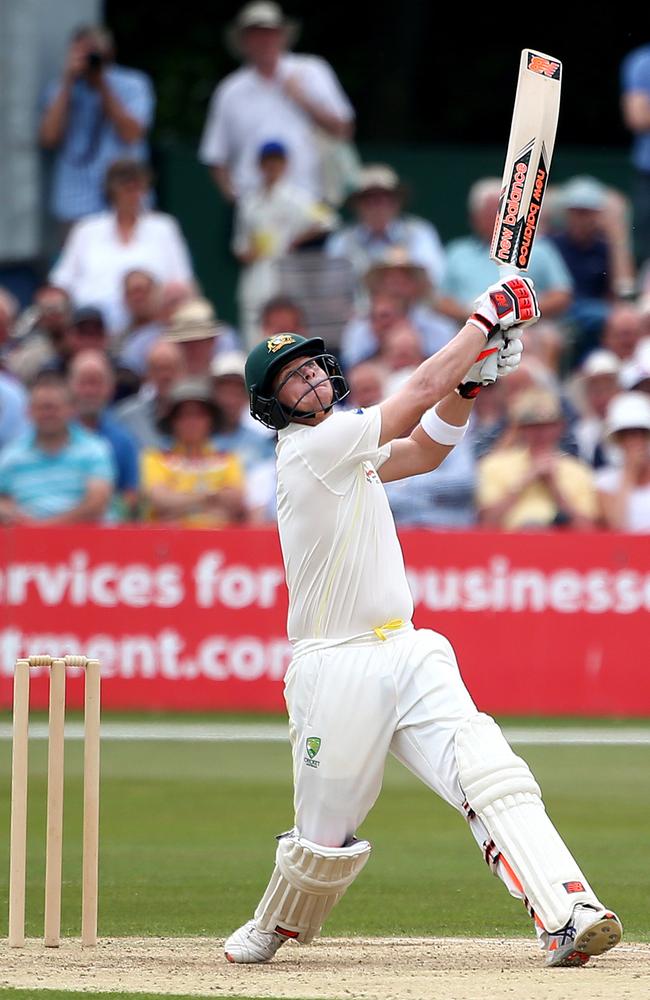 Steven Smith of Australia hits out during his century against Kent.