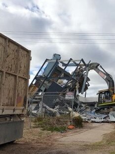 It took just a few hours for the building to come tumbling down.