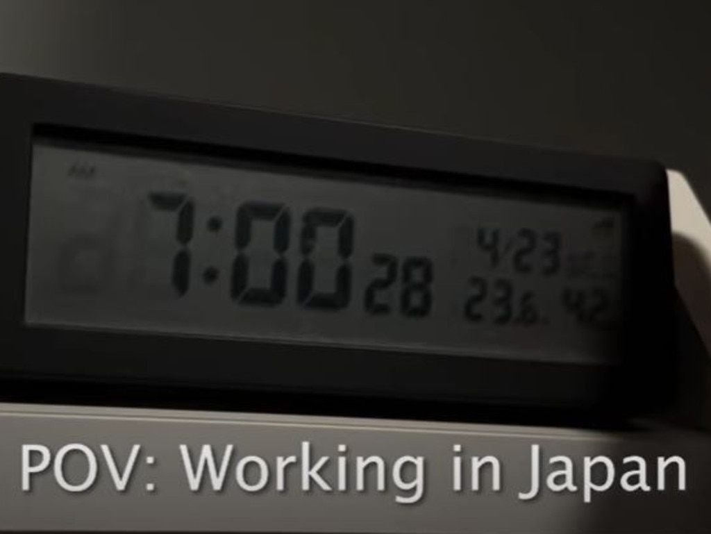 A look inside a Japanese corporate worker’s 18.5-hour day has shocked social media users. Picture: YouTube