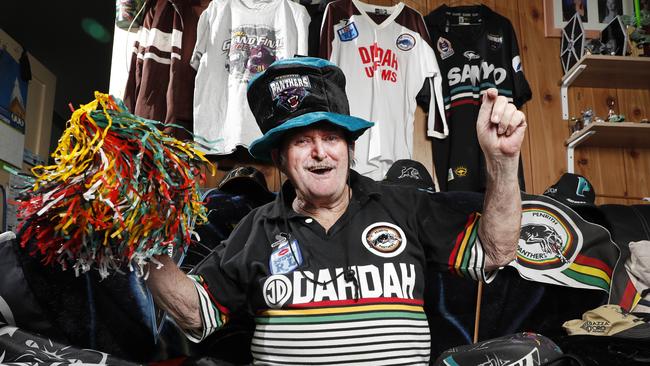 Panthers super fan Wayne Cook worked at the club for 14 years as a dressing room attendant. Picture: Jonathan Ng