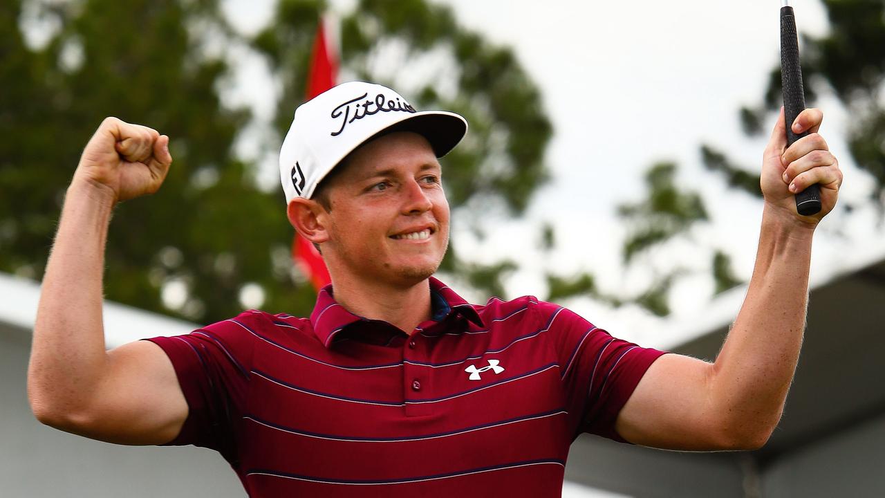 Cameron Smith celebrates his Australian PGA win last year. Picture: AFP