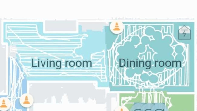 The SmartThings app provides you with a 'cleaning report' after each clean, showing you exactly where the product has swept and mopped - and where it hasn't. Image: Supplied.
