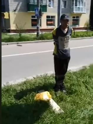 Man tied up for wrecking war memorial.