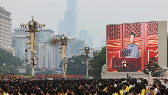 Chinese President Xi Jinping during the celebration marking the 100th anniversary of the founding of the Chinese Communist Party at Tiananmen Square on July 1. Picture: Getty