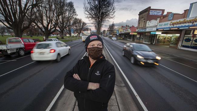 Colac Otway Shire Mayor Jason Shram in the main st of Colac where a Covid-19 outbreak is causing concern for the town. Picture: David Geraghty