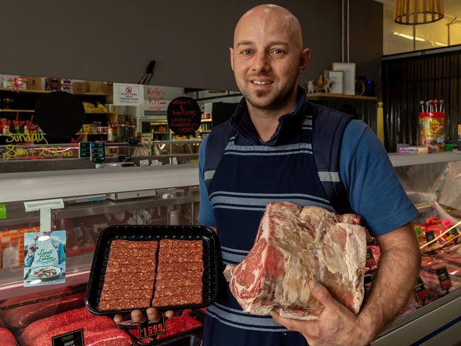 Murat Buyukyazic has been working in butcher shops since he was a kid. Picture: Mark Dadswell