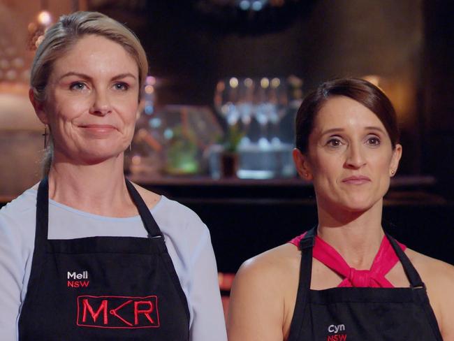 Mell Claydon and Cyn Cuoco were eliminated after plating up a quality dessert. Picture: Channel 7