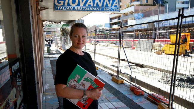 Joanna Piroddi has noticed a 37 per cent reduction in revenue at her Italian restaurant on Anzac Pde in Kinsgford since construction began directly outside. Picture: Toby Zerna