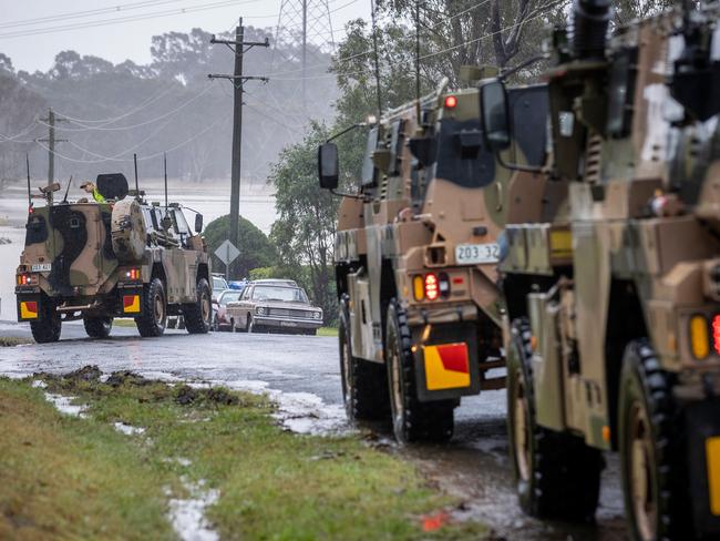 The same battle-ready vehicles Australia sent to Ukraine have been rolled out in Sydney to help with flood evacuations. Image: ADF Twitter