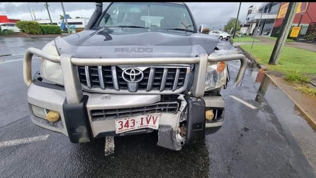 A Toyota Prado damaged outside the Parramatta Park State School on Mulgrave Road. Picture: Supplied