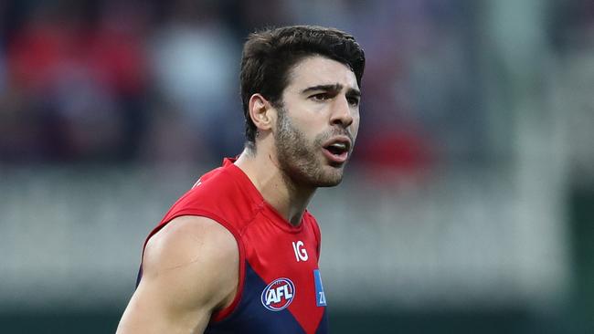 SYDNEY, AUSTRALIA - AUGUST 27: Christian Petracca of the Demons celebrates kicking a goal during the round 24 AFL match between Sydney Swans and Melbourne Demons at Sydney Cricket Ground on August 27, 2023 in Sydney, Australia. (Photo by Jason McCawley/AFL Photos/via Getty Images )