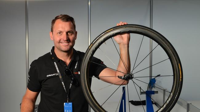 Sunweb sports director, SA Olympic gold medallist Luke Roberts, at the Tour Down Under Village, Tuesday, January 8, 2019.  (AAP Image/ Brenton Edwards)