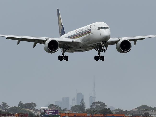 Singapore Airlines flight SQ231, carrying the first Australian shipment of the COVID-19 Pfizer vaccine, is seen arriving at Sydney International Airport on Monday, February 15, 2021. More than 142,000 doses of the Pfizer/BioNTech COVID-19 vaccine have arrived at Sydney airport in AustraliaÃ¢â¬â¢s response to the pandemic. This is the first shipment of 20 million doses of the Pfizer vaccine the Government has secured as part of AustraliaÃ¢â¬â¢s COVID-19 Vaccine and Treatment Strategy.(AAP Image/Bianca De Marchi) NO ARCHIVING