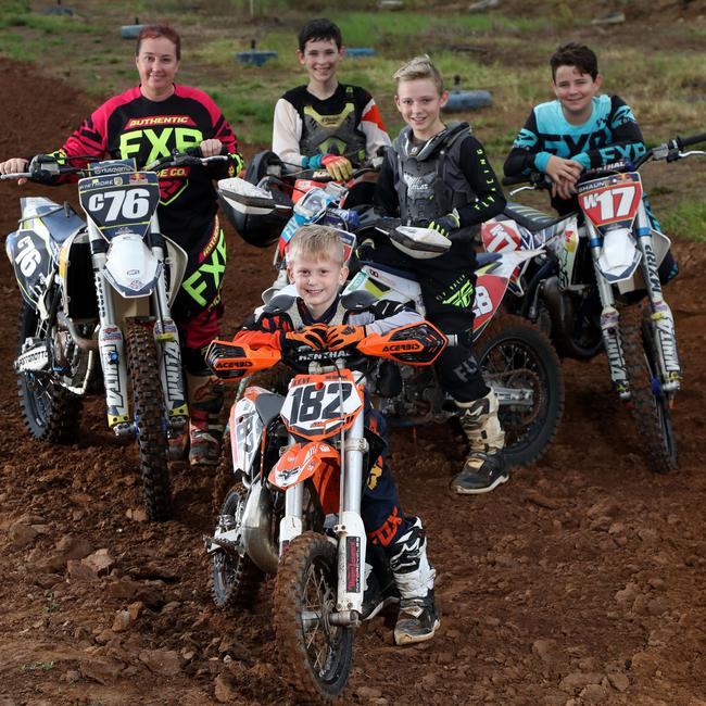 The Cairns Motorcycle Club is hoping the launch of a new national program, Ride Parks Australia, can be a stepping stone to growing the sport of motocross in the Far North. Members Carol Whitmore, Levi Daniel, 6, Heath Groundwater, 14, Braden Plath, 14, and Shaun Whitmore, 13, are ready to find new riders at the Edmonton track. PICTURE: STEWART McLEAN