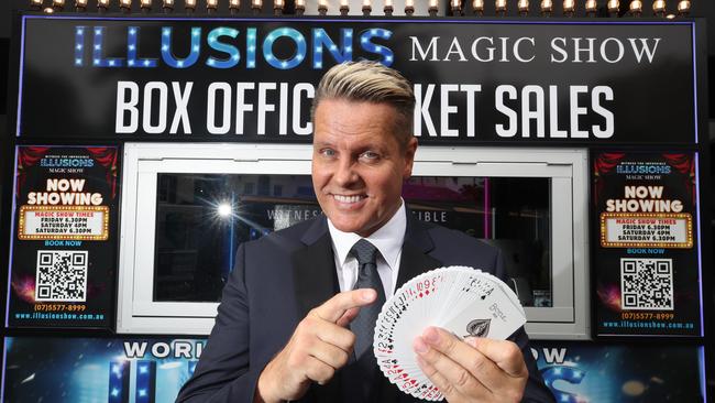 Matt Hollywood celebrates his 30th year in the magic biz with a brand new theatre in the centre of Surfers Paradise called Illusions. Picture: Glenn Hampson