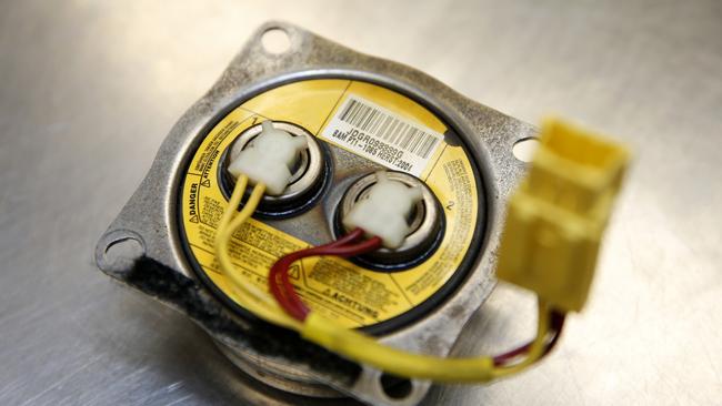 A Takata airbag inflates after it was removed during a US recall in May 2015. Picture: EPA/Jeff Kowalsky