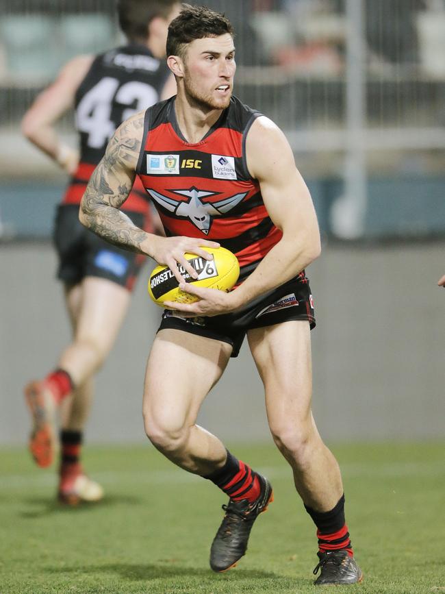 Ryan Wiggins in the TSL elimination final between Clarence and Lauderdale at Bellerive oval. Picture: MATHEW FARRELL