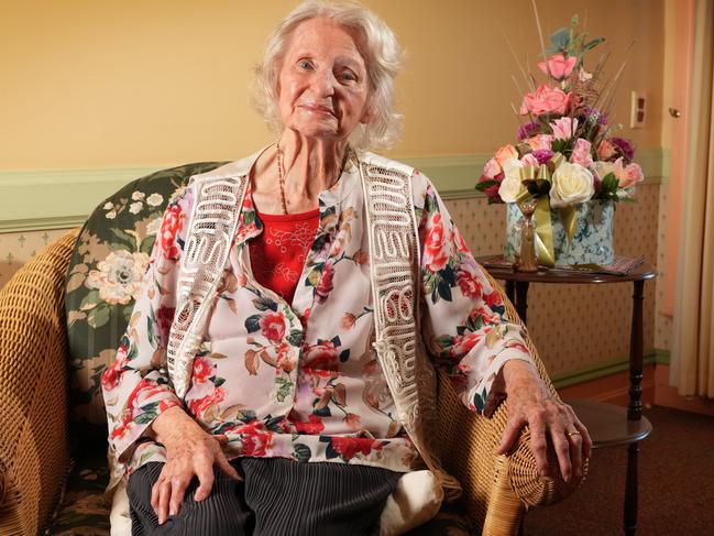 Betsey Threadgold, about to turn 96, is one of six residents of a Grange nursing home over 90 who want to die with dignity. 29 April 2025. Picture: Dean Martin