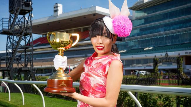 Dami Im performed the national anthem on Melbourne Cup Day. Picture: Mark Stewart