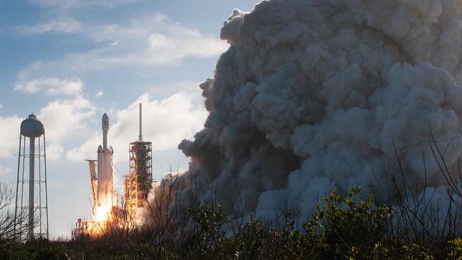 The SpaceX Falcon Heavy launches from Pad 39A at the Kennedy Space Center in Florida, on February 6, 2018 launched Elon Musk’s Tesla car into space. AFP PHOTO / JIM WATSON