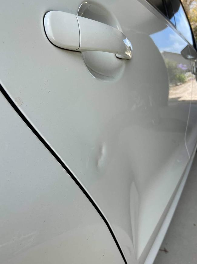 A second vehicle damaged by rocks on the night of the Mount Gambier attack. Picture: Supplied